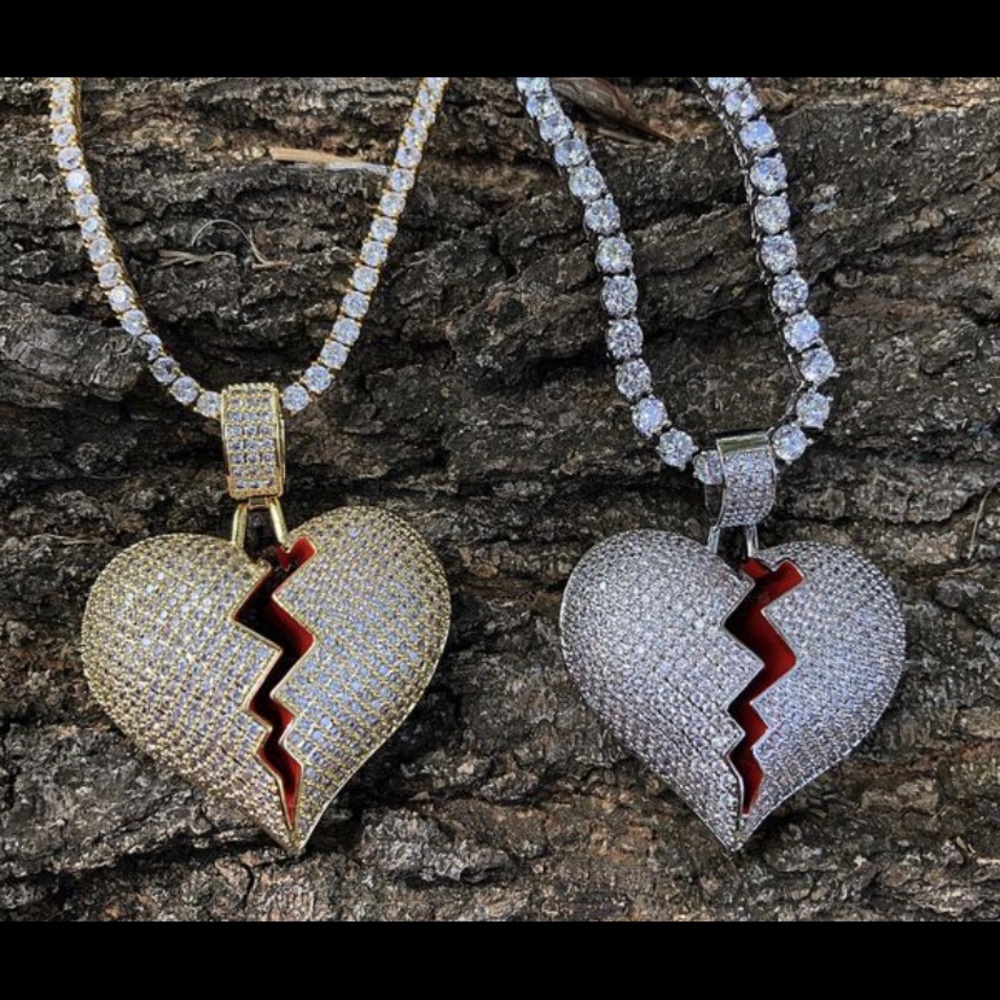 broken heart pendant with chain
